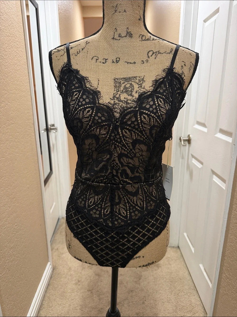 Black Lace Sheer Chemise Bodysuit